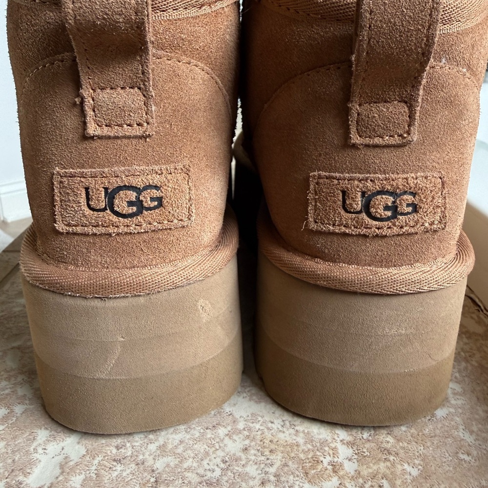 UGG Chestnut Suede Platform Boots